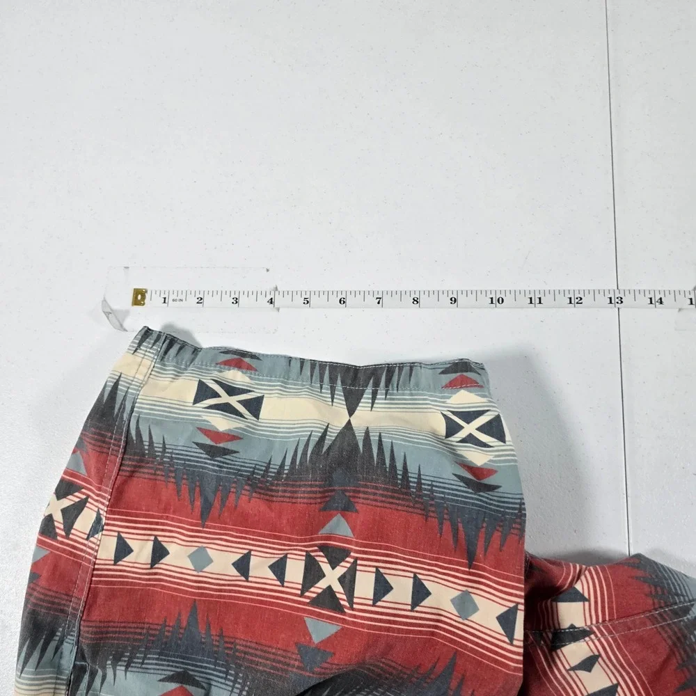 Faherty Brand‎ Mens Southwestern Print Board Shorts Red Blue Size 36 Aztec Surf